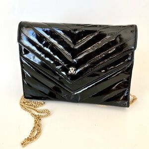 Jay Herbert black leather gold chain purse crossbody | Vintage 1980s
